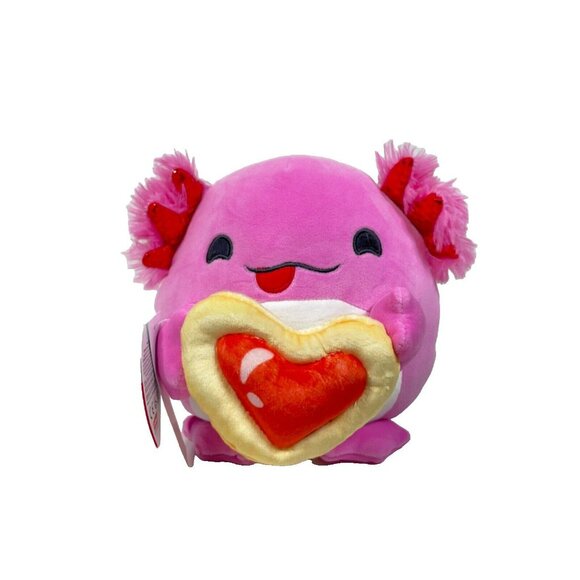 Snackles Valentines Darcy The Axolotl With Heart Cookie 8" Plush - Picture 3 of 10